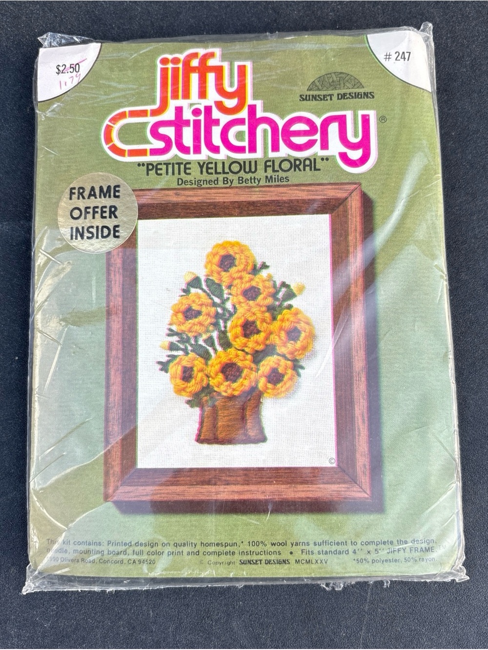 Jiffy Stitchery 'Petite Yellow Floral' Mixed Media Wall Art Kit - Yellow